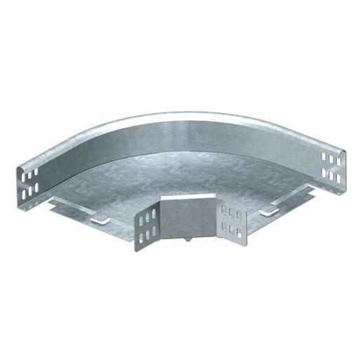 Kabelrinnen-Bogen 90° horizontal mit Winkelverbinder, 60x300 mm, Stahl tauchfeuerverzinkt