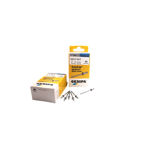 GESIPA PolyGrip Mini-Pack Blindnieten Alu/Stahl 4 x 10 mm, Flachrundkopf