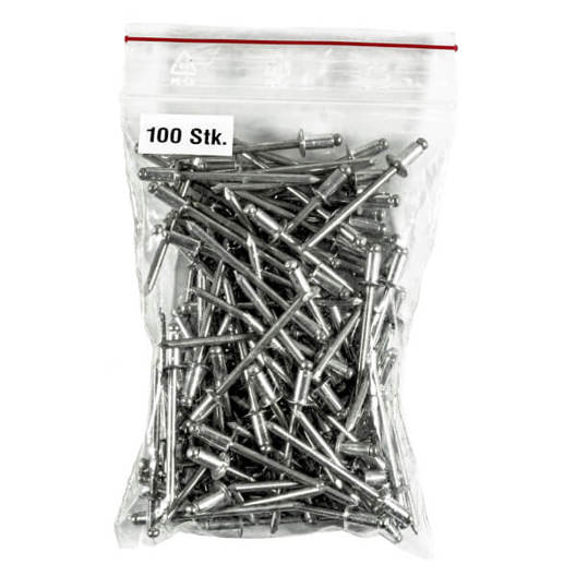 Kennflex Blindnieten aus Aluminium, 100 Stück je VE, Größe 0,32 cm x 0,60 cm