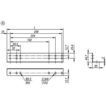 Montagewinkel Stahl verzinkt, L=279 mm, Form A, 1 Paar