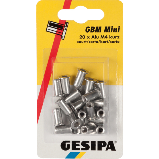 GESIPA Blindnietmuttern Mini-Pack Alu M5 kurz – Gewindeeinsatz für dünne Materialien