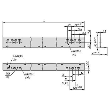 Montagewinkel Stahl verzinkt, L=559 mm, 1 Paar