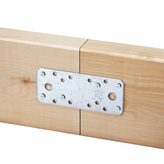 Flachverbinder 80x40 mm, sendzimirverzinkt, 8 Löcher Ø5 mm, EN 14545 (25 Stück)