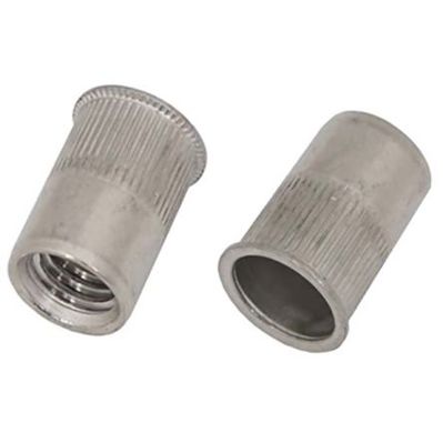 RS PRO Blindnietmutter Edelstahl A2 mit reduziertem Kopf, offenes Ende, M-Gewinde, Bohrung Ø 6 mm, Klemmbereich 2–4 mm
