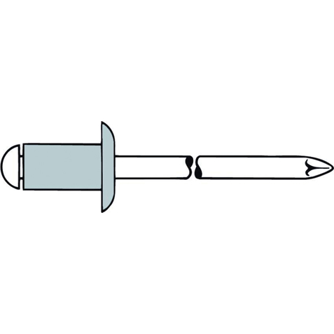 GESIPA Blindniete Alu/Stahl Flachrundkopf 3 x 5 mm – Standard, Klemmbereich 1,5–2,5 mm