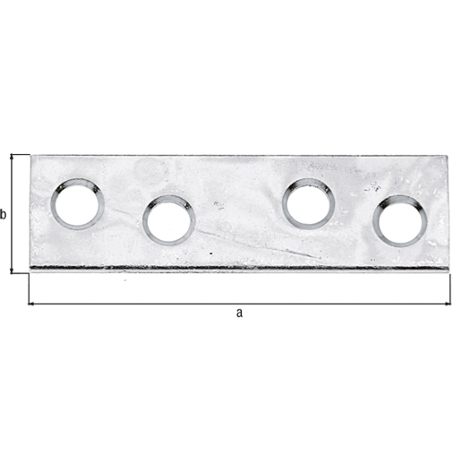 Flachverbinder 50 x 14 mm, Stahl sendzimirverzinkt, 4 Senklöcher Ø 4,5 mm