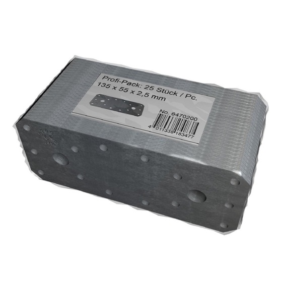 Pollmann Flachverbinder Profi-Pack 135 x 55 x 2,0 mm – 25 Stück, sendzimirverzinkt, CE-zertifiziert