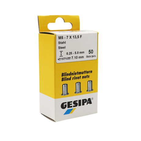 GESIPA Blindnietmuttern Alu Flachrundkopf M4 x 6 x 13,0 mm – Mini-Pack