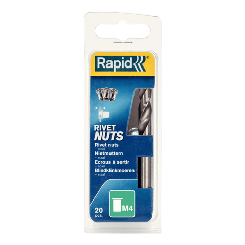 Rapid 5000671 Einnietmutter M4 aus Stahl, weiß – passend für RP110