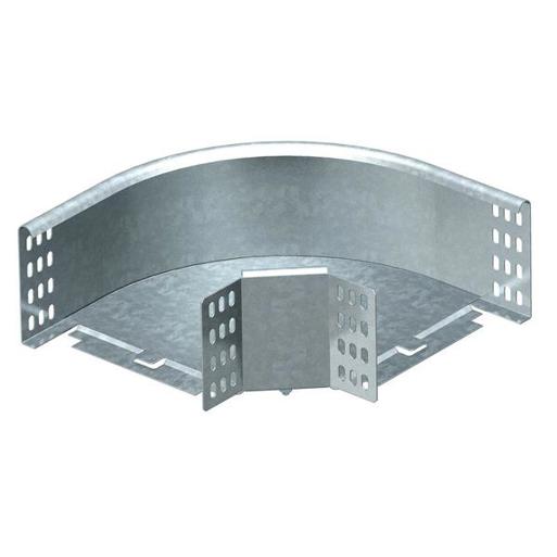 Kabelrinnen-Bogen 90° horizontal mit Winkelverbinder, 110x100 mm, Stahl bandverzinkt