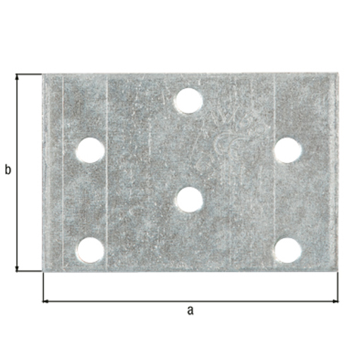Flachverbinder 60 x 40 mm, 2 mm Stahl sendzimirverzinkt, 6 Löcher Ø5 mm, EN 14545, VE 25 Stück