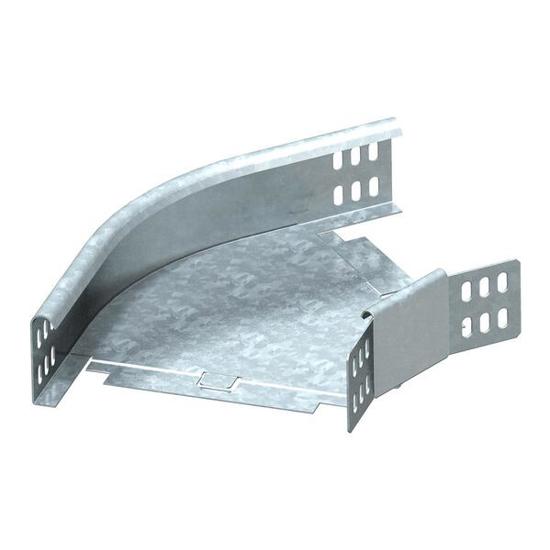 Horizontalbogen 45° mit Winkelverbinder für Kabelrinne, 60x200 mm, Stahl bandverzinkt