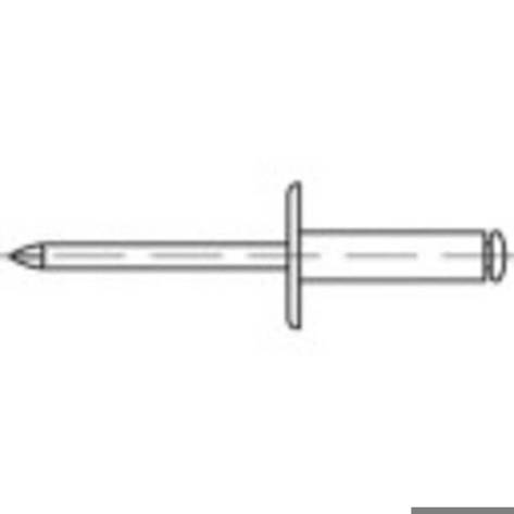 TOOLCRAFT 160149 Offene Blindniete 4 x 12 mm, Aluminium/Stahl, Flachkopf, DIN 7337 – 500 Stück