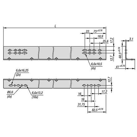 Montagewinkel aus verzinktem Stahl, Länge 406 mm, 1 Paar