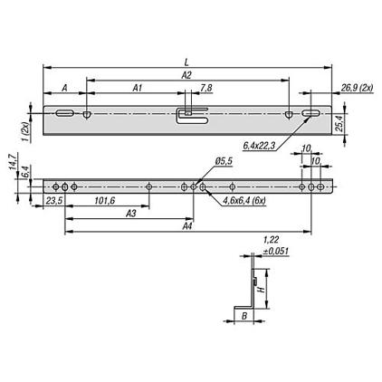 Montagewinkel Stahl verzinkt, L=396,7 mm, 14,7 x 35,7 mm, 1 Paar