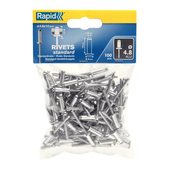 Rapid 5000381 Blindnieten Nietnägel 4,8 x 14 mm, Aluminium/Stahl, für RP10, RP40, RP60, RP100