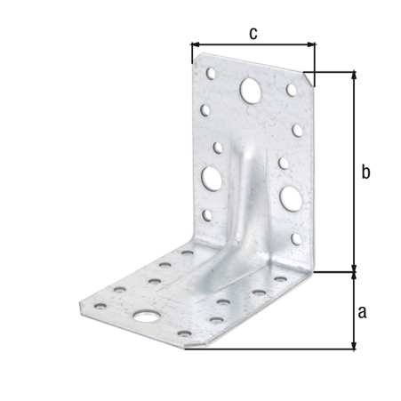 Schwerlast-Winkelverbinder mit Sicke, sendzimirverzinkt, 90 x 90 x 65 mm, ETA-zugelassen, VE 50 Stück