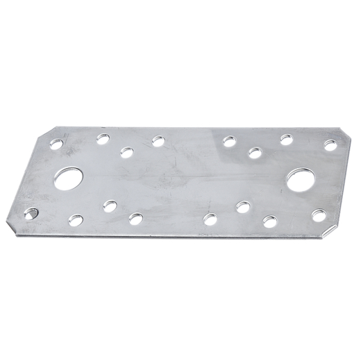 Flachverbinder Edelstahl 133 x 55 mm, 2 mm stark, 2 x Ø11 mm und 16 x Ø5 mm Löcher
