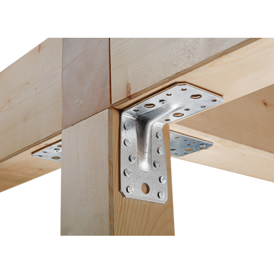 Schwerlast-Winkelverbinder mit Sicke 70x70x55 mm, 2,5 mm Stahl sendzimirverzinkt, ETA-08/0165, VE 50 Stück