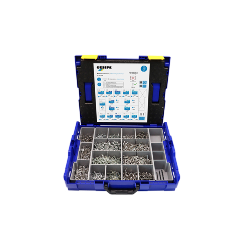 GESIPA Blindnietsortiment Pro in L-Boxx – 1.578 Teile, 15 PolyGrip Abmessungen