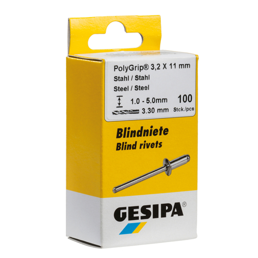 GESIPA Blindniete Mini-Pack Kupfer/Bronze 4 x 12 mm mit Flachrundkopf