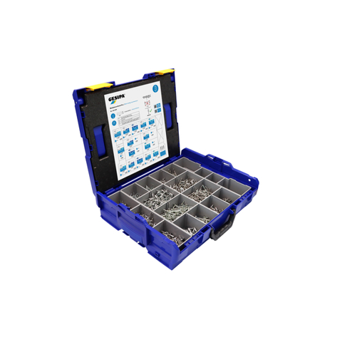 GESIPA Blindnietsortiment Pro in L-Boxx – 1.578 Teile, 15 PolyGrip Abmessungen