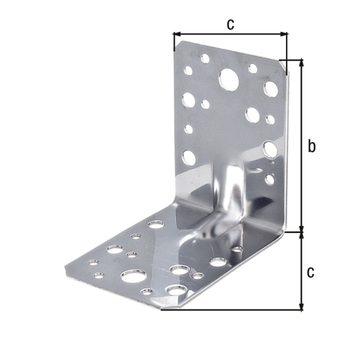Schwerlast-Winkelverbinder mit Sicke aus Edelstahl, 90 x 90 x 65 mm, 2 mm Materialstärke