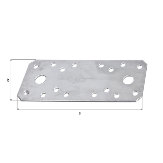 Flachverbinder Edelstahl 133 x 55 mm, 2 mm stark, 2 x Ø11 mm und 16 x Ø5 mm Löcher