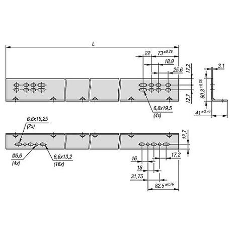 Montagewinkel 406 mm, Stahl verzinkt, 1 Paar (Boden- oder Seitenmontage)