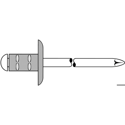 GESIPA PolyGrip Blindniet Alu/Stahl, Großkopf 4,8 x 25 mm, Kopf Ø 16 mm