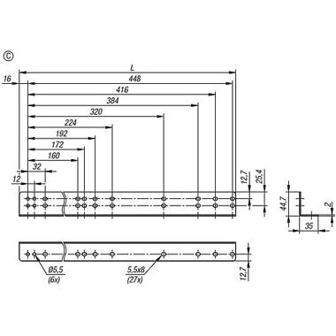 Montagewinkel Stahl verzinkt, Form C, L=470 mm, 1 Paar inkl. Befestigungsmaterial