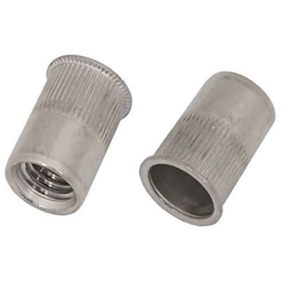 RS PRO Blindnietmutter Edelstahl A2 | offenes Ende, reduzierter Kopf | Bohrung Ø 7 mm | Klemmbereich 2–4 mm