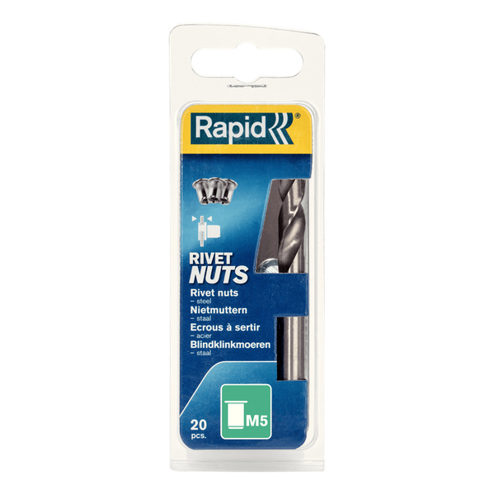 Rapid 5000672 Einnietmutter M5 aus Stahl, Weiß, für RP110