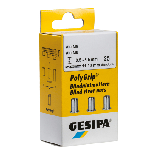 GESIPA PolyGrip Blindnietmuttern Mini-Pack Alu M5 x 7 x 13,5 mm