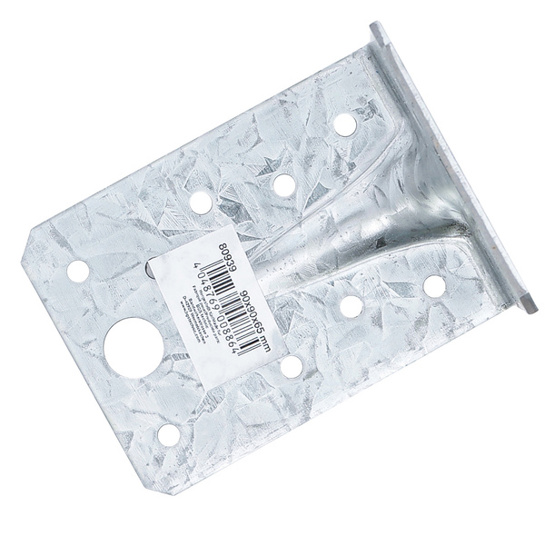 BGS DIY 80939 Winkelverbinder 90 x 90 x 65 x 2,5 mm, verzinkt, mit Sicke