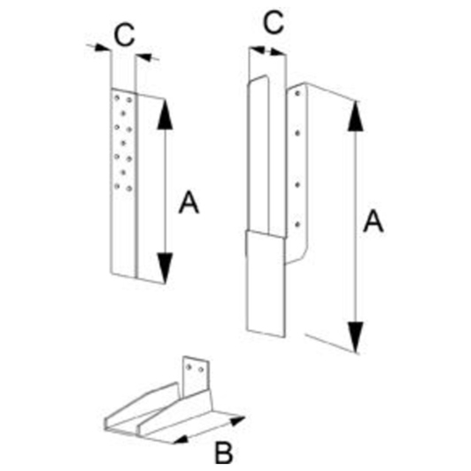 Zuganker 2-teilig HD2P60G-B SST | 400 x 220 mm, 2,0 mm stark | für CNA Kammnägel 4,0